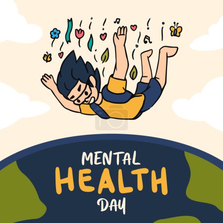 Téléchargez les illustrations : Journée mondiale de la santé mentale Concept 2 - en licence libre de droit