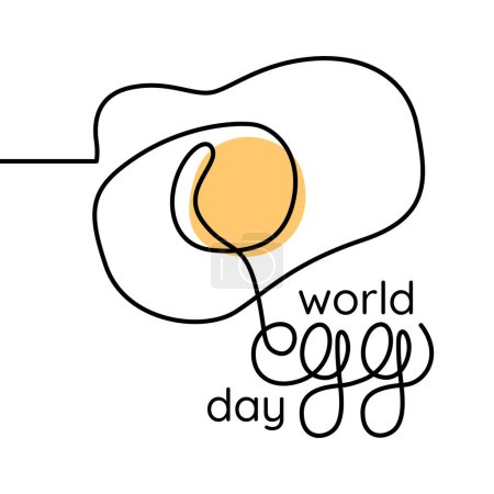 Illustration for World Egg Day Minimalist Banner. Continous Line Drawing - Royalty Free Image