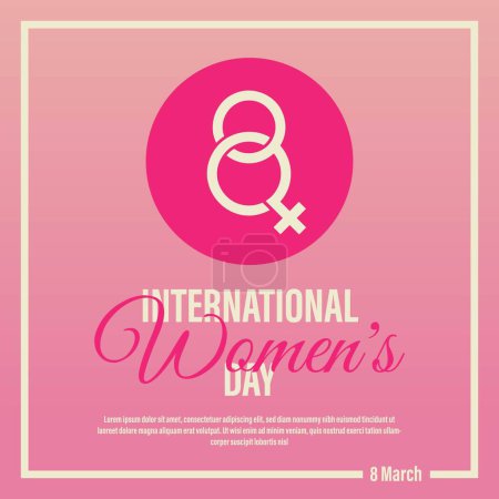 Día de la Mujer en concepto de diseño de 8 marzo. Banner de Símbolo del Día Internacional de la Mujer para Social Media Post in Square Pink Background