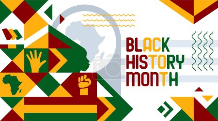 Illustration for Black History Month Banner Abstract Geometric Background Design - Royalty Free Image