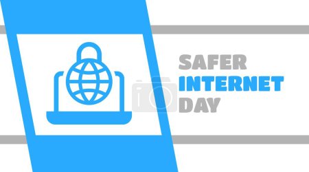 Téléchargez les illustrations : Safer Internet Day. Cyber security concept template for banner, card, poster, background - en licence libre de droit