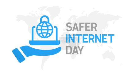 Illustration for Safer Internet Day. Cyber security concept template for banner, card, poster, background - Royalty Free Image