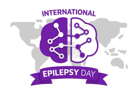 Ilustración de World International Epilepsy Day Background Design Concept. With a brain disease object - Imagen libre de derechos