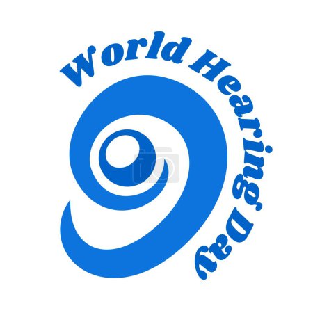 Ilustración de World Hearing Day Concept Design. Ear Global Awareness, prevent deafness and hear loss care - Imagen libre de derechos