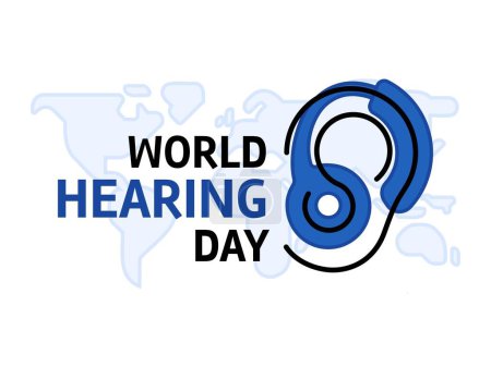 Illustration for World Hearing Day Concept Design. Ear Global Awareness, prevent deafness and hear loss care - Royalty Free Image