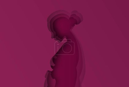 Ilustración de Mes de Concientización Cesárea. El día del nacimiento quirúrgico de la mujer embarazada - Imagen libre de derechos