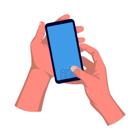Ilustración de Manos sosteniendo teléfonos inteligentes. sostener la mano una ilustración del teléfono - Imagen libre de derechos