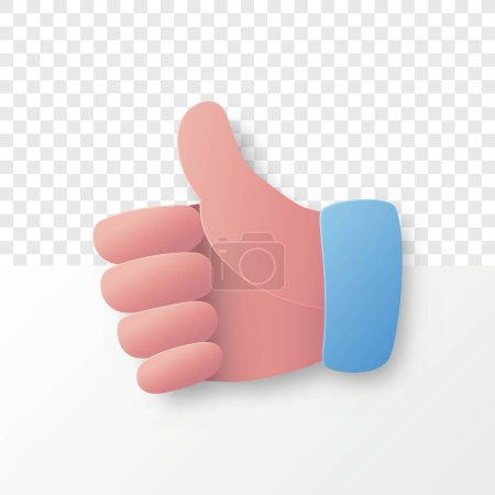Téléchargez les illustrations : Thumb up mains gestes dessin animé. style de coupe de papier isolé sur fond blanc transparent - en licence libre de droit