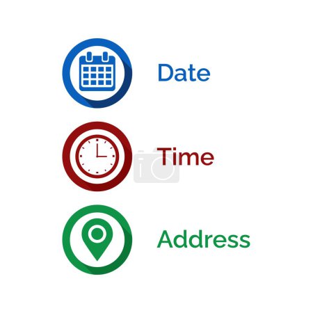 Illustration for Date, Time, Address or Place Icons Symbol - Royalty Free Image