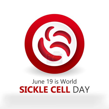 Illustration for World Sickle Cell day observed illustration on June 19th worldwide. Sickle blood Cell day design - Royalty Free Image
