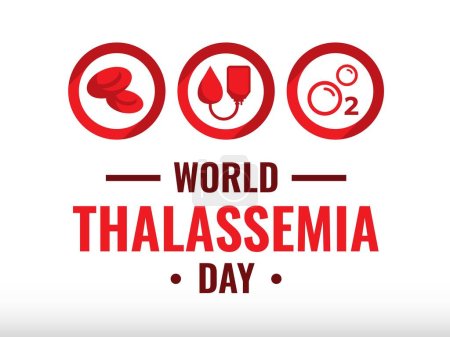 Illustration for World Thalassemia Day Design. Blood Disease with red blood cells, blood bags, oxygen symbol - Royalty Free Image