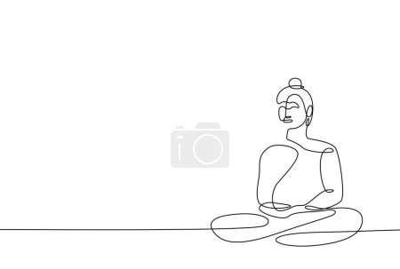 Illustration for Buddhist meditation pose line art Illustration, Buddha Vesak Day - Royalty Free Image