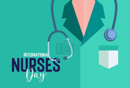 Téléchargez les illustrations : Journée internationale des infirmières Design, Happy Nurse Day Illustration. Uniforme et stéthoscope de l'infirmière - en licence libre de droit