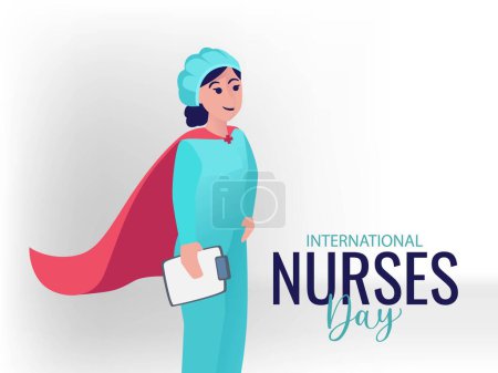 Illustration for International Nurses Day Design on 12th May. Nurse as a Super hero character illustration - Royalty Free Image