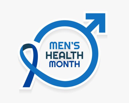 Illustration for Men's Health Month Design with blue awareness ribbon concept - Royalty Free Image