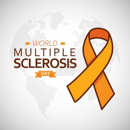 Illustration for Multiple Sclerosis Day. World MS Day design with orange ribbon illustration - Royalty Free Image