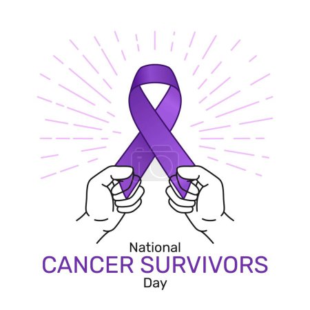 Téléchargez les illustrations : Conception de la Journée nationale des survivants du cancer et ruban de sensibilisation au violet - en licence libre de droit