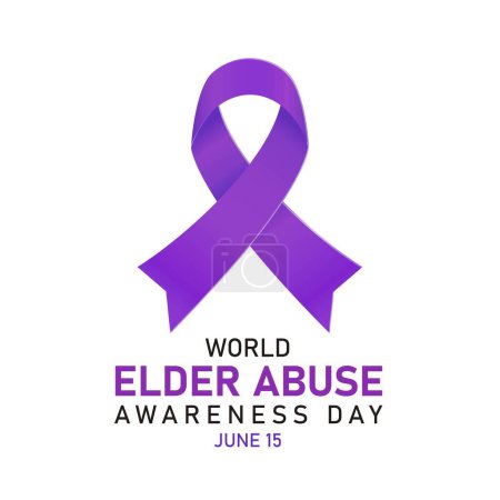 Illustration for Purple Ribbon for World elder abuse awareness day design on June 15 - Royalty Free Image