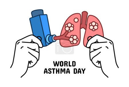 Ilustración de Ilustración del diseño del Día Mundial del Asma. Respiración, pulmones, enfermedad pulmonar, alvéolos - Imagen libre de derechos