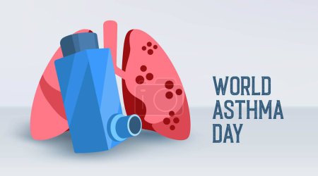 Téléchargez les illustrations : World Asthma Day Design Illustration. Respiration, poumons, maladies pulmonaires, alvéoles - en licence libre de droit