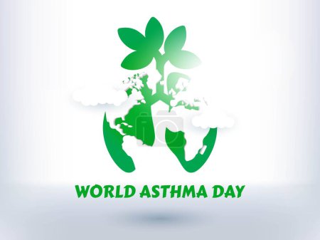 Téléchargez les illustrations : Journée mondiale de l'asthme Design. illustration du monde, des poumons et symbolisant l'air pur - en licence libre de droit