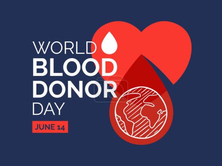 Ilustración de World Blood Donor Day Design Illustration (en inglés). Concepto de sangre del donante - Imagen libre de derechos