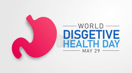 Ilustración de Día Mundial de la Salud Digestiva Diseño, sistemas disgestivos concepto de conciencia de órganos - Imagen libre de derechos