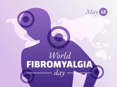 Illustration for World Fybromyalgia Day Design with People and body pain shoulders - Royalty Free Image