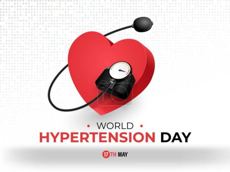 Téléchargez les illustrations : Journée mondiale de l'hypertension. Illustration du manomètre de pression artérielle élevée et Sphygmomanomètre - en licence libre de droit