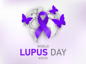 World Lupus Day Design, with purple ribbon and butterfly for chronic autoimmunity awareness Longsleeve T-shirt #646857762