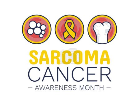 Illustration for Sarcoma cancer awareness month is observed every year in July, it is a type of cancer that begins in bone or in the soft tissues of the body, including cartilage, fat, muscle. Vector illustration - Royalty Free Image