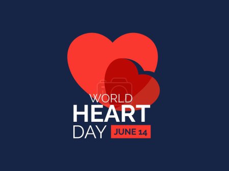 Illustration for World Heart Day with red heart symbol on dark background - Royalty Free Image
