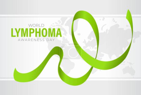 Illustration for World Lymphoma day design, lime green ribbon illustration for lymphoma awareness day - Royalty Free Image