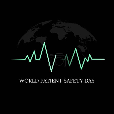 Téléchargez les illustrations : Journée mondiale de la sécurité des patients Concept Conception avec illustration de la fréquence cardiaque - en licence libre de droit