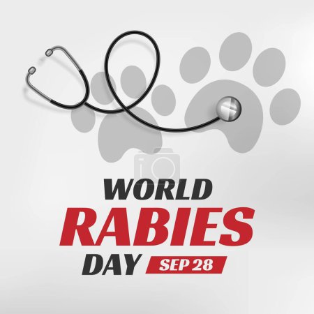 Photo for World Rabies Day concept with stethoscope, symbolic bone and paw - Royalty Free Image