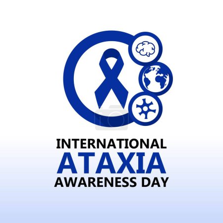 Ilustración de Diseño del día internacional de la conciencia de ataxia. Día mundial de la ataxia con ilustración de cinta azul brillante - Imagen libre de derechos