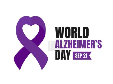 Ilustración de World Alzheimer's Day Concept Design. Alzheimer conciencia ilustración wirh púrpura cinta - Imagen libre de derechos