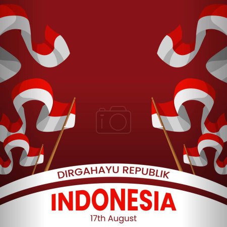 Téléchargez les illustrations : Happy Indonesia Independence Day Celebration Vector Template Design Illustration - en licence libre de droit