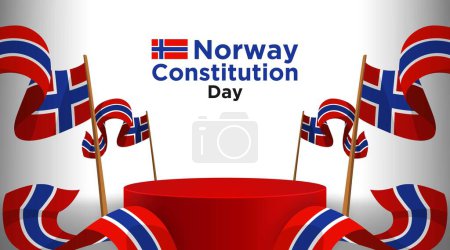 Illustration for Norway national day banner design. Norwegian flag and constitution background. sales banner of Norway Scandinavian Vector illustration - Royalty Free Image