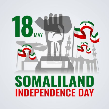 Téléchargez les illustrations : Carte de célébration de la fête de l'indépendance du Somaliland, Joyeuse fête nationale du Somaliland 18 mai. Drapeau du Somaliland Illustration vectorielle de conception - en licence libre de droit