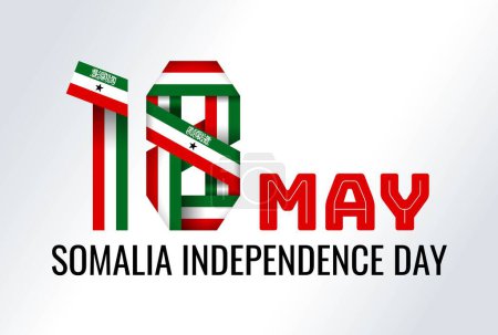 Téléchargez les illustrations : Design de félicitations pour le 18 mai, fête de l'indépendance du Somaliland. Texte composé de rubans cintrés aux couleurs du drapeau somaliland. Illustration vectorielle - en licence libre de droit