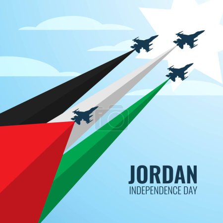 Téléchargez les illustrations : Illustration vectorielle du 25 mai, jour de l'indépendance de la Jordanie. Peut être utilisé pour carte de vœux, bannière, affiche, flyer, carte - en licence libre de droit