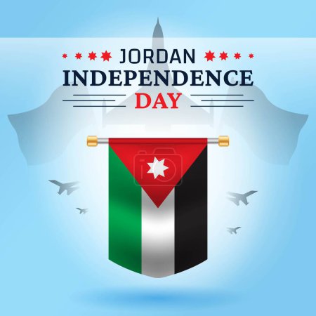 Ilustración de Jordania plantilla de diseño de banner día nacional. Celebraciones del Día de la Independencia de Jordania - Imagen libre de derechos