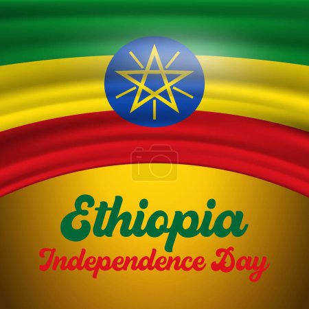 Illustration for Ethiopia Derg downfall day design with wavy flag background - Royalty Free Image