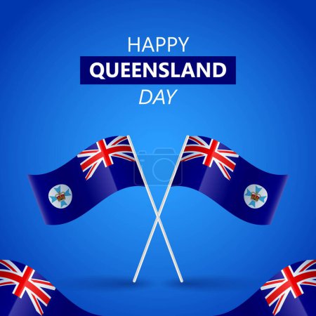 Téléchargez les illustrations : Happy Queensland Day of Australia Illustration vectorielle - en licence libre de droit