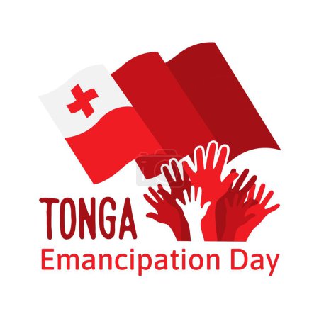 Illustration for Tonga Emancipation Day typography poster. Vector template for banner, postcard, flyer design - Royalty Free Image