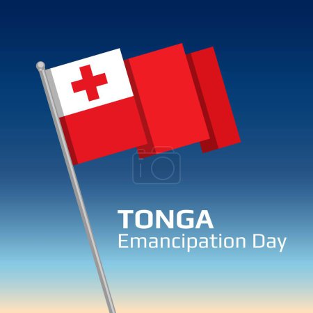 Téléchargez les illustrations : Affiche typographique du Jour de l'émancipation des Tonga. Modèle vectoriel pour bannière, carte postale, conception de flyer - en licence libre de droit