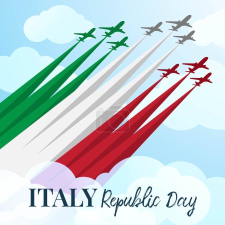 Téléchargez les illustrations : Italie République modèle de conception de bannière de jour. Illustration de fond de la Journée de la République italienne - en licence libre de droit