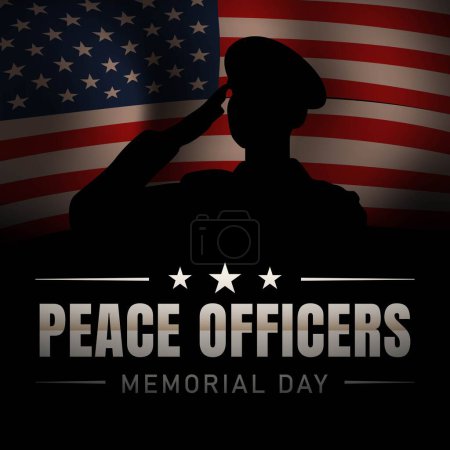 Ilustración de Memorial Day Design. Oficiales de paz con soldado del ejército de EE.UU. en la bandera de fondo ilustración - Imagen libre de derechos