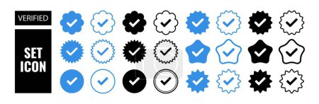Illustration for Checkmark sign. Verified symbol. Verified badge profile. Social media account verification. Verified badge profile set. Checklist icon vector - Royalty Free Image